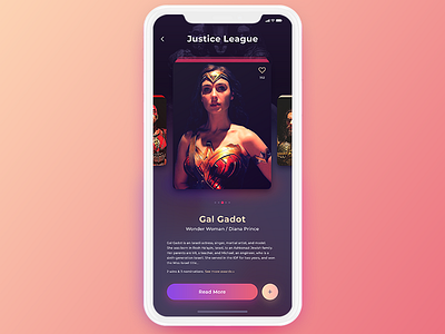 Movie app- Actors Screen app decom gadot gal ios iphone justice league movie ui