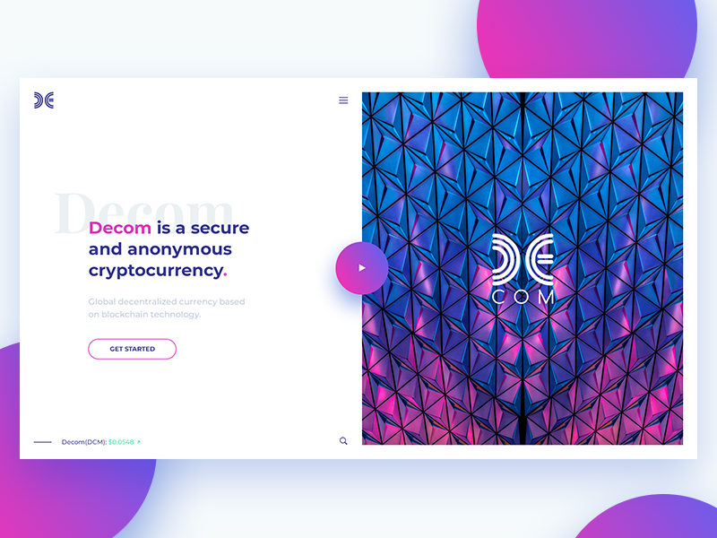 Decom Coin Page pink purple blue gradient etherum bitcoin crypto cryptocurrency coin decom