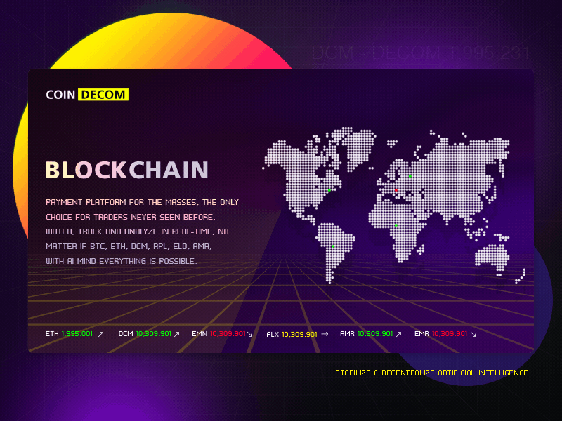 Coin Decom blockchain coin dark decom fun gif gradient modern purple world