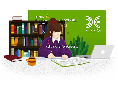 Decom Learning Hub books girl illustration learning office posao sarajevo ucenje