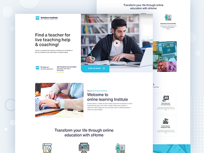 Scholars Institute. Online learning platform. 2020 trend creative design education website educational illustration minimal. saad saad khan saadkhanuiux theme themeforest ui ux