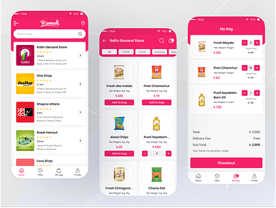 Emudi online grocery App UI app design app ui bag cart design drink food graphic design grocery mobile apps new saad khan shop shopping ui ux