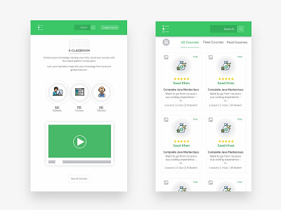 Online Classroom UI kit apps e classroom latest mobile screen simple.white ui ux