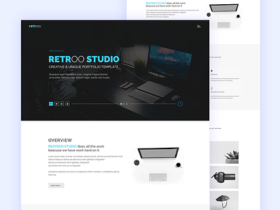 Retroo Studio Black agency bootstrap creative design design khan minimal. new psd saad saadkhan template ui uiuxdesigner ux
