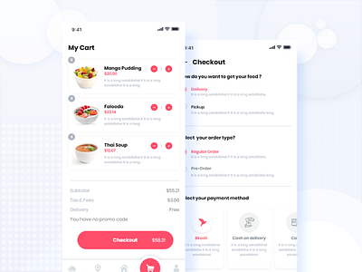 FoodBuy’s cart & checkout UI. android app creative delivery design food food and drink food app illustration ios khan kit minimal. mobile mobile apps new saad saad khan ui ux