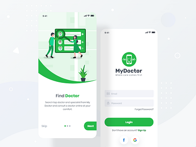 "MyDocor" App UI. design doctorapp health app intro screen ios kit medical app minimal. mobile apps mydoctor new online appoinment saadkhanuiux ui ux