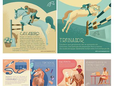 Equestrian Professions equestrian equine horse illustration illustrator infographic pony sport