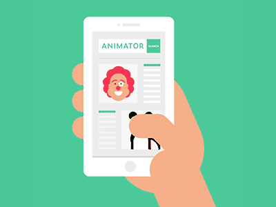Animator aftereffects animator clown entertaiment entertainer flat flatdesign illustrator information joboffers panda phone scrolling unicorn