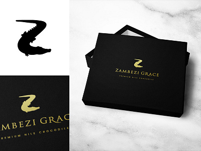 Logo concept black crocodile gold logo package