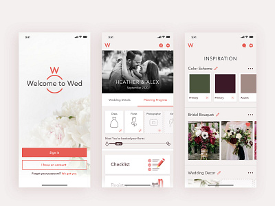 Wedding Planning App app app design coral product product design ui wedding app wedding planning