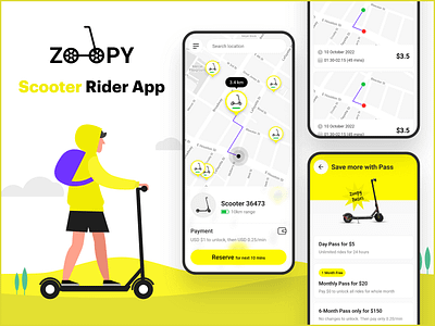 e-Scooter Rider App e scooter rider app graphic design mobile app scooter rider app ui