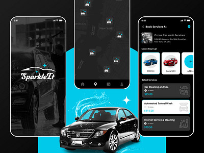 Car Washing App 3d animation app branding car graphic design logo mobile app motion graphics ui washing