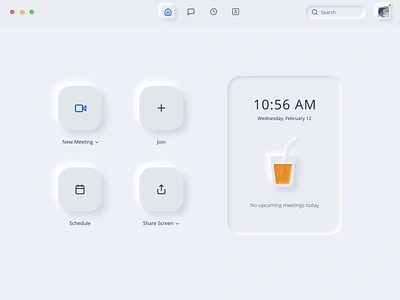 Neumorphism - Zoom 2020 trend clean concept figma iconography illustraion light neomorphic neomorphism product redesign shadow trend ui userinterface ux zoom