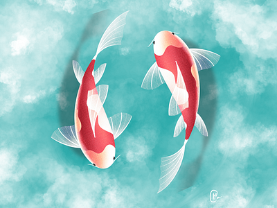 Koi Fishes art design gradient illustration koi koi fish procreate texture