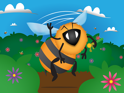 Zinger bee bumblebee buzz flowers honey insect vector