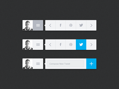 Share Widget menu profile share share widget social social widget twitter ui widget