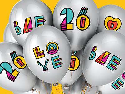 Balloons With Type bae balloons birthday colourful fun funky happy love type typography