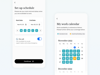 Calendar android app availability calendar calendar app clinicians design doctors ios mobile mobile app mobile ui product design professionals schedule ui ux