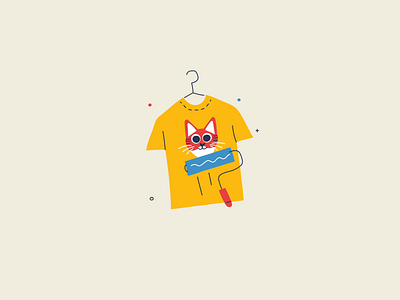 Designing a T-Shirt cat flat design hand drawn handdrawn illustration paint roller screen printing tshirt tshirt design