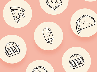 Messy Food Icon Animations after effects animation cheeseburger donut food food illustration icon set icons illustrator pizza