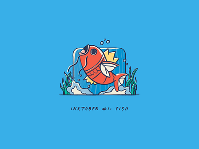 Inktober 2020 #1: Fish fish handdrawn inktober inktober2020 magikarp pokemon pokemon art procreate splash wave