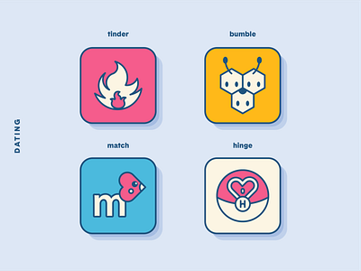 PokéOS App Icons: Dating app app icon bumble dating icon icon set illustration love pokemon tinder