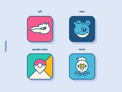 PokéOS App Icons: Travel app app icons fan art icon icon set icons location lyft maps pokemon travel uber