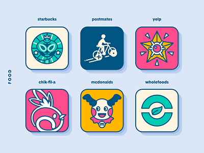 Pokemon iOS App Icons: Food app design app icon food icon set icons mashup pokemon starbucks ui ux