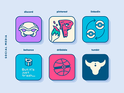 Pokemon iOS App Icons: Social Media #2 app icon apple concept ios linkedin mashup pinterest pokemon redesign social social media