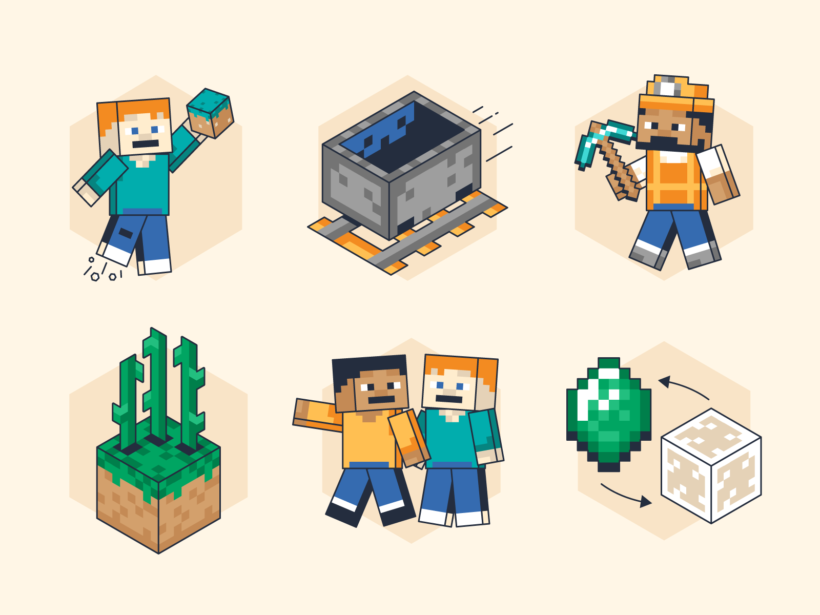 Minecraft Illustrations 8bit block build character craft game game art isometric minecraft people video game