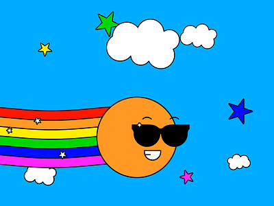 Feeling Good 2d animation clouds cool emoji flow glasses rainbow sky summer