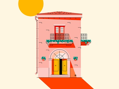 European-Inspired Apartment apartment architecture building european french house illustration italian plants vector