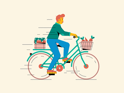 Vintage Biker bicycle bike biker character illustration man ride speed vintage