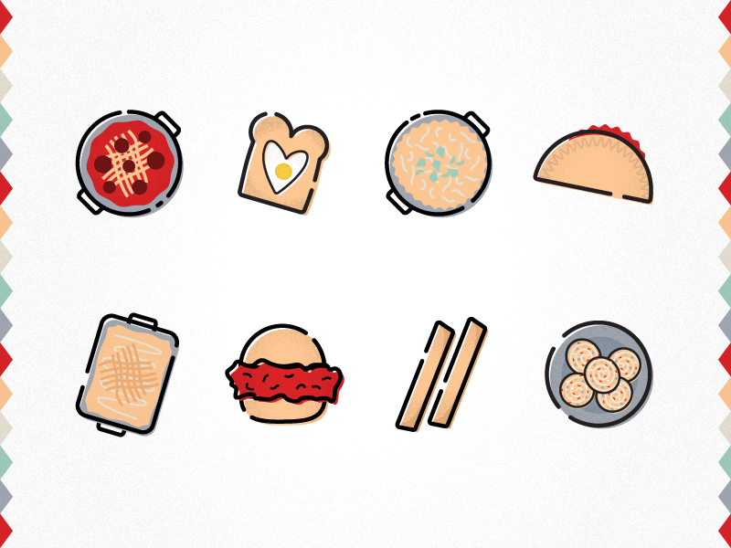 Kids Food Icons egg food icons icons mac and cheese pasta recipes spaghetti taco