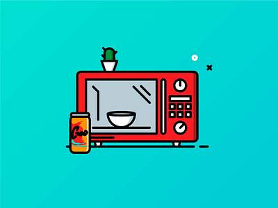 Microwave kitchen appliance cute kawaii cartoon Vector Image