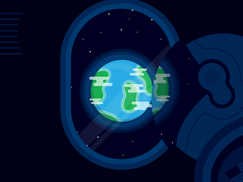 Lonely Window animation astronaut earth flat design outer space parallax reflection space stars window