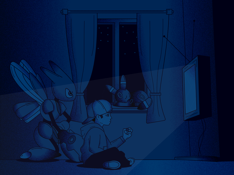 Watching Cartoons bedroom cartoons grunge nostalgic pokedex pokemon scizor television umbreon