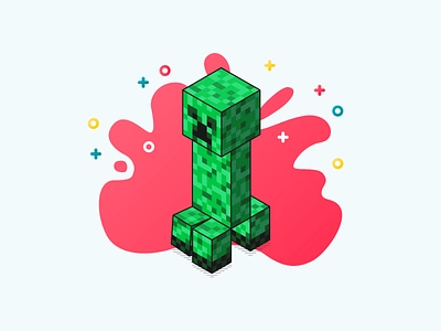 Creeper character design craft creep creeper explosion game art glitch isometric minecraft pixel art plus sign