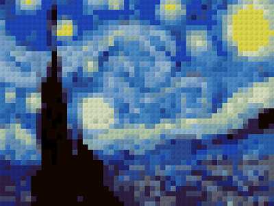 Lego Starry Night lego legos painting pixel pixel art pixels starry night van gogh vintage art