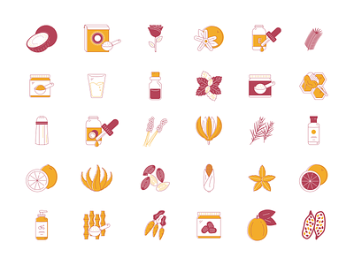 Coconut Oil Icon Set beauty beauty product coconut fragrance icon icon design icon designs icon set icons icons pack ingredients smell