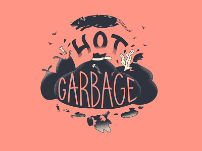 Hot Garbo city illustration lettering rats summer trash