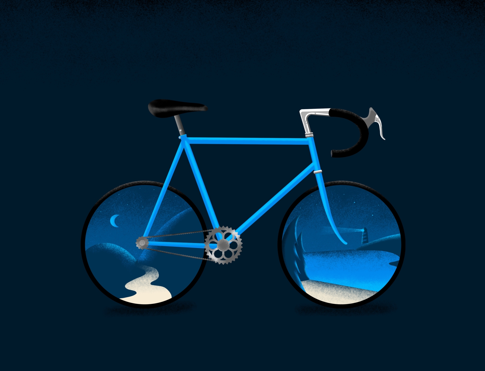 Steve the Bike bicycle bike blue design graphic design illustration moon summer texture