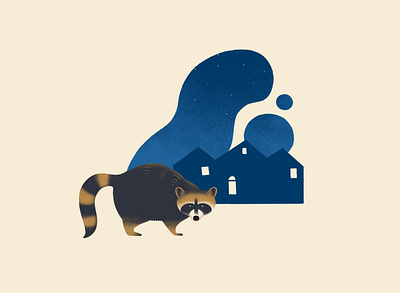 Starry Sneak animal design illustration night raccoon stars texture vector wip
