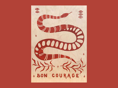 Bon Courage drawing handlettering illustration lettering nature painting plants snake