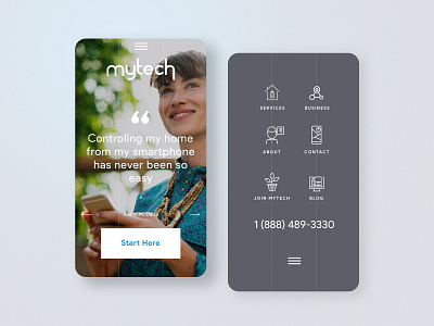 Mytech Home Menu mobile ui user interface