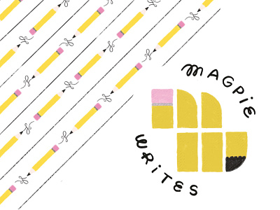 Magpie Writes branding illustration illustration design pencil pencil art playful procreate