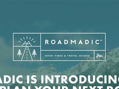 Roadmadic line art logo mountain outdoors roadtrip travel tree