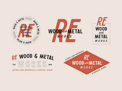 RE Wood & Metal Works — Brand Concept branding hardware industrial logo retro typography vintage vintage logo woodworking