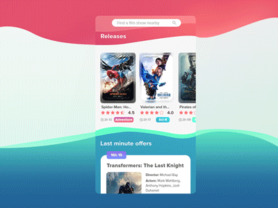 Bobine, cinema app app cinema design ui waves