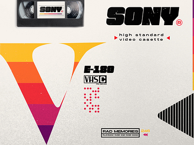 VHS SONY RETRO art branding cassette cassette player chrome colors design font logo movie play retro sony typography vector vhs video